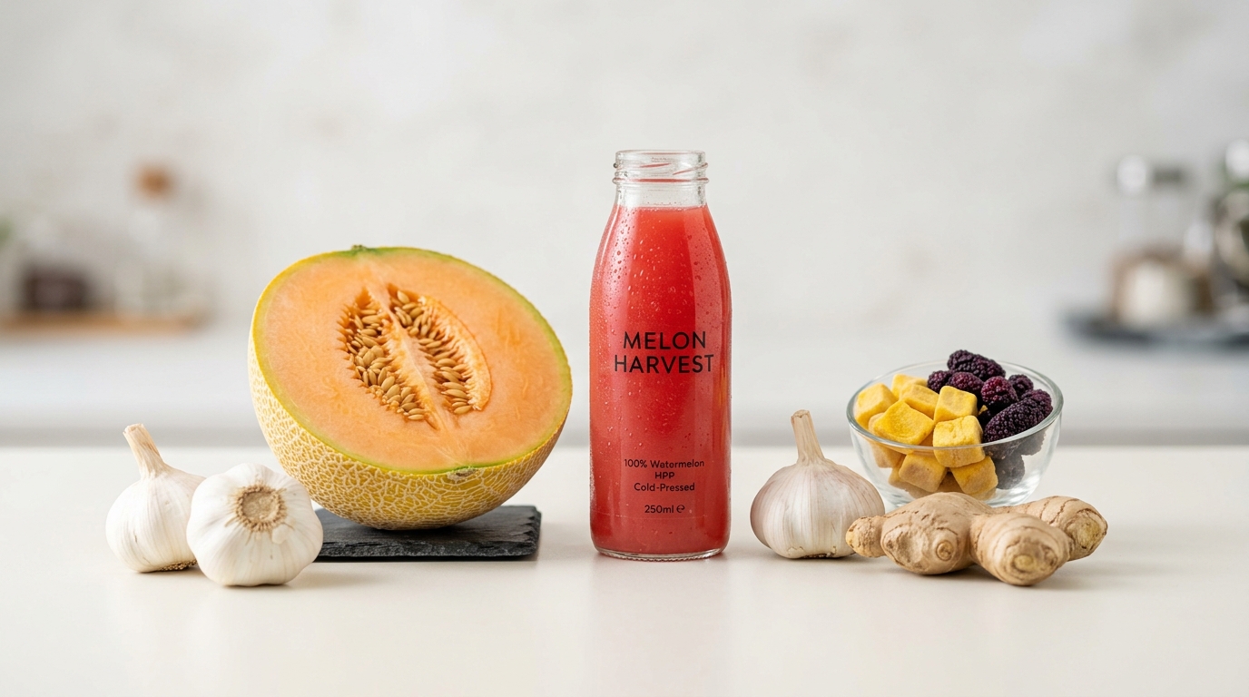 KEENS Product Family: Melons, Export Garlic Ginger, HPP Juice, Freeze-Dried Fruit